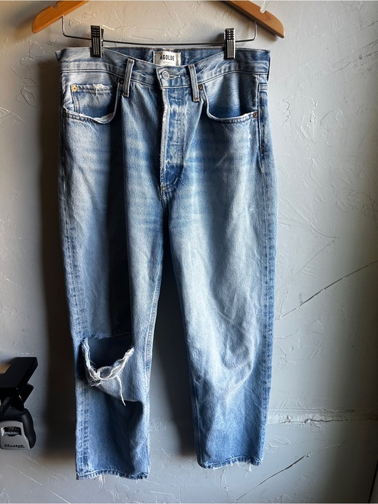 Agolde Denim - AGOLDE 90s Crop Distressed Jeans 27 Vintage Wash Straight Leg‎ Denim
